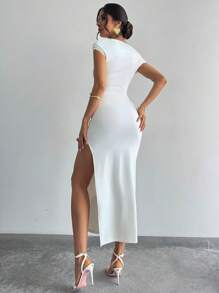 Firerie Vestido corto blanco asimétrico con volantes elegante y sofisticado de moda casual sin mangas para mujer. Vestido de verano con mangas cortas, diseño nuevo de organza con volados en capas, apto para uso diario, ir al trabajo, festivales de música, vacaciones, conciertos y fiestas. - Rosa - Ver 6