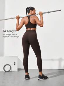 GLOWMODE 24'' CoreHold FeatherFit™-Sculpt CoreHold No Slip Fit Boning Tummy Control No Front Seam Leggings With Side Pockets Medium Impact Workout Jogging Gym Training Fall Winter