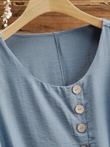 Lacomfia Damen große Größen Hemd mit Knöpfen, einfarbig, lässig, dezent