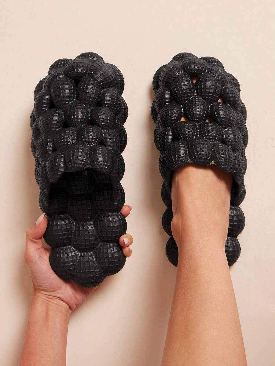 SHUZIA Women's Ultra Light Bubble Anti Slip Fashion Slip On Slippers - Black - View 1