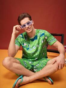 NotGurli Lustiges, cartoonhaftes, niedliches, verspieltes Herren Loungewear Set