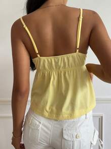 SHEIN EZwear 女士黄色休闲蕾丝吊带背心 - 黃色 - 查看 2