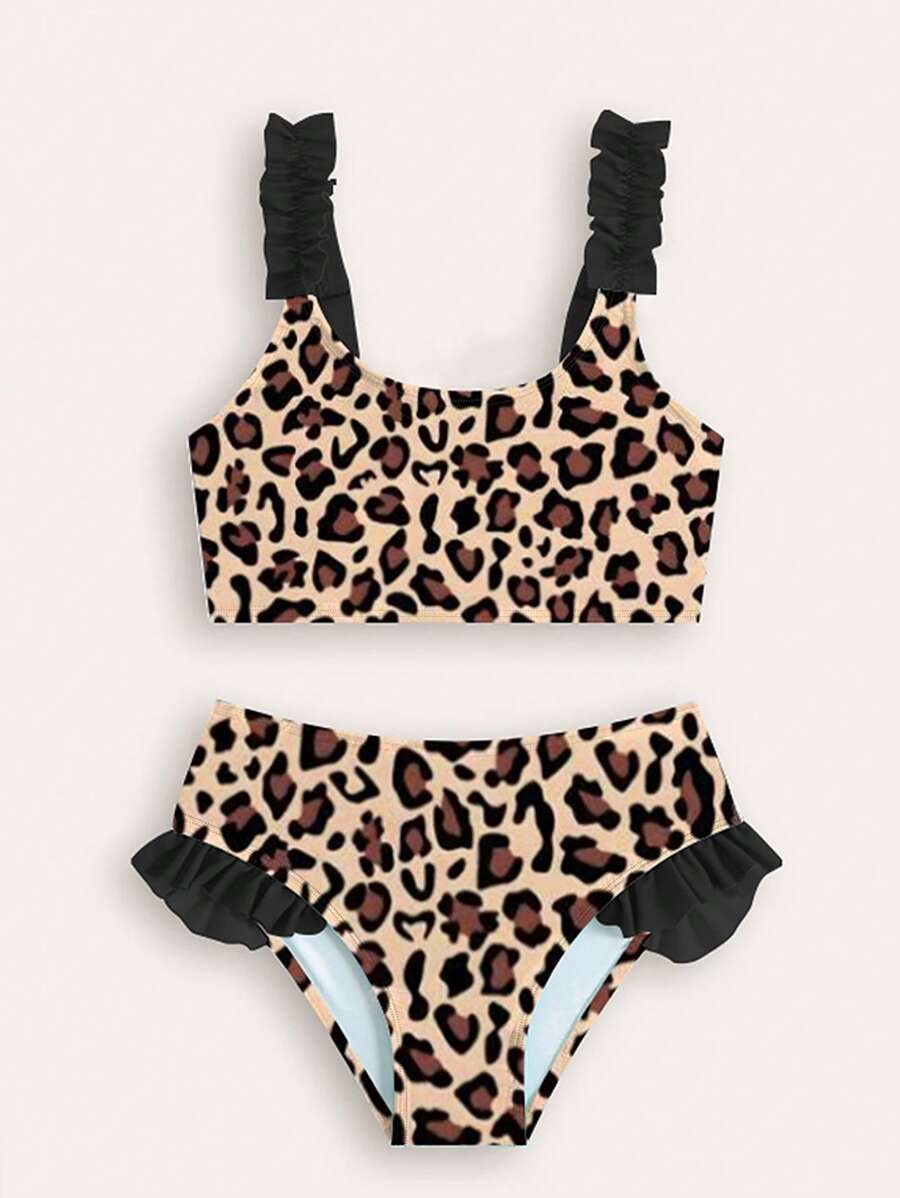 4pcs/Set Fashionable New Girls Swimwear, Toddler Young Girl Two Pieces Modest & Cute Swimwear - Multicolor - View 1