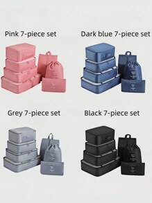 7pcs/Set Packing Cubes For Suitcases Travel Luggage Packing Organizers With Laundry Bag, Compression Storage Shoe Bag, Clothing Underwear Bag, Boho Vibes - Multicolor - View 3