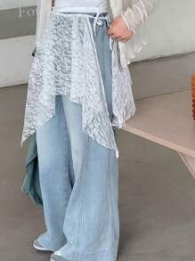 Dazy Kids Tween Girl Casual White Lace See-Through Skirt