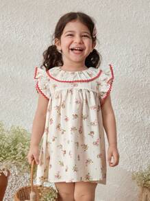 Blossori Baby Mädchen Landhausstil Urlaubs Rüschenkleid