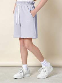 SUMWON Pantaloncini da allenamento in stile athleisure, vita a sacchetto, con coulisse, comodi e traspiranti, adatti per l'estate e l'attività fisica - Viola - Visualizzare 1