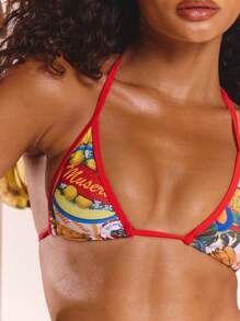 MUSERA Top de bikini con patrón de triángulos en contraste, ideal para primavera, verano, Ibiza, vacaciones, lindo, festival, ropa de playa, playa, estilo boho Y2K