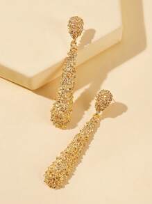 1 对时尚哑光几何水滴纹理耳环，适合女性日常、派对和宴会佩戴礼物 - 金黃色 - 查看 2