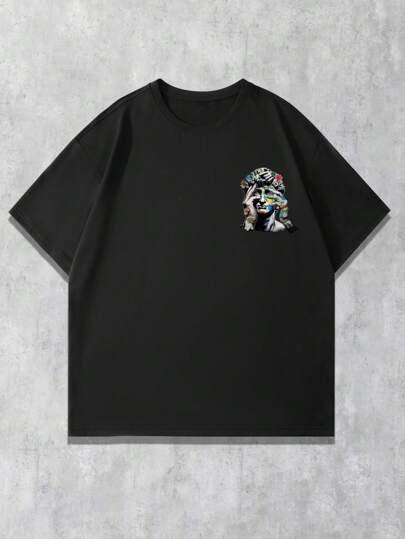 Street Life T-shirt à manches courtes à col rond avec impression de slogan décontracté pour hommes, pour l'été