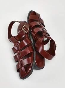 Solezae Women's Vintage Roman Style Fisherman Gladiator Woven Flat Sandals Mother's Day Present - Chocolate Brown - View 4