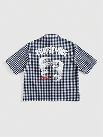 Street Life قميص كم قصير نقشه مربع مكعب لرجال