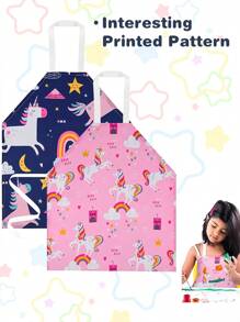 1/2/4 件儿童围裙，卡通独角兽风格男孩女孩围裙，适用于烹饪、烘焙、艺术绘画、园艺围裙、儿童围裙、儿童围裙、儿童围裙、幼儿烹饪围裙、男童围裙、儿童围裙、围裙、儿童围裙、儿童围裙、儿童烹饪围裙、幼儿围裙、儿童厨师、儿童烹饪围裙、可爱围裙、儿童围裙、儿童围裙、围裙