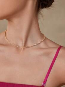 MOTF PREMIUM 镀银全方晶锆石水晶网球链 - 金黃色 - 查看 1