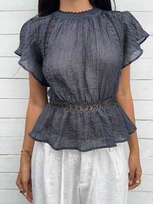 SHEIN EZwear 女士纯色衬衫，夏季时尚