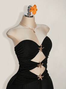 SHEIN ICON Plus Size Starfish Cutout Fitted Waist A-Line Dress