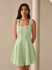 Lilora Robe mini élégante avec bordure brute pour un usage quotidien, les fêtes et le travail en été