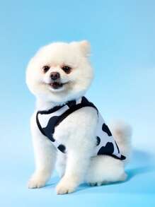 PETSIN 2pcs/Set Cute Cow Print Pet Dog/Cat Cool Breathable Vest, Black And Pink - Multicolor - View 8