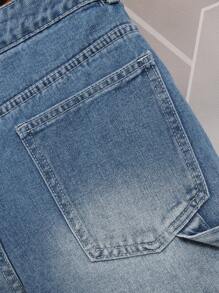 Manfinity Homme Plus Size Men's Summer Casual Zip Front Slant Pocket Denim Shorts - Blue - View 4