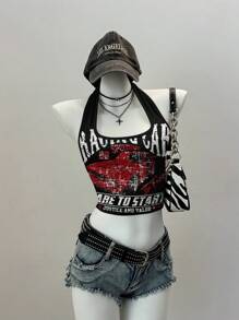 Attitoon Women's Casual Racerback Fitted Tank Top, Racing Print Design, Suitable For Summer And Street Wear Back To School - Multicolor - View 6