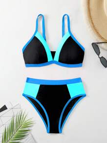Swim Lushoire Bộ đồ bơi bikini gợi cảm màu tương phản đi biển mùa hè cho nữ - Nhiều màu - Xem 3