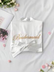 1 件女士春夏婚礼伴娘睡衣白色睡衣新娘礼服闺蜜派对刺绣浴袍新娘浴袍婚礼派对用品户外婚礼节日派对用品春季 - 白色 - 查看 2