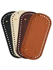 4 件钩针编织包底垫，椭圆形 PU 皮革包底插件带孔，适用于 DIY 手提包和钱包制作 - 彩色 - 查看 2