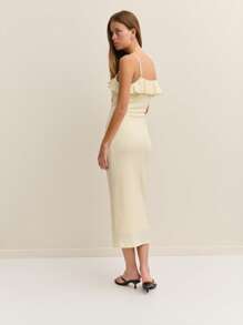 Nöista 女士中长连衣裙 度假夏装 7 月 4 日连衣裙 荷叶边细节紧身连衣裙 - 黃色 - 查看 2