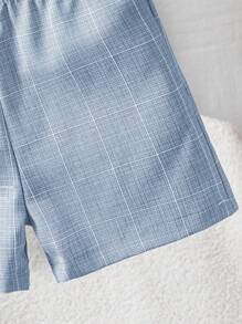 Souflis Souflis 2 stuks babyjongens ruitpatroon splice revers korte mouw shirt en shorts set