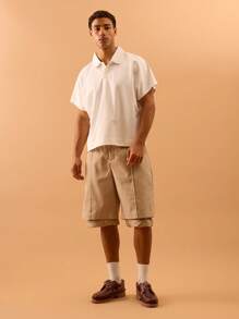 Musero 短袖宽松纽扣 Polo 衫，适合夏季春季假日海滩穿着。 - 白色 - 查看 6