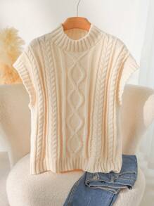 CosyJoli Plus Size Women Elegant French Cableknit Casual Chic Romantic Vacation Knit Tank Top