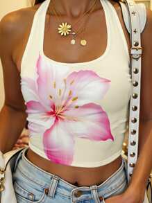 SHEIN EZwear 女式休闲花卉印花紧身吊带背心，夏季