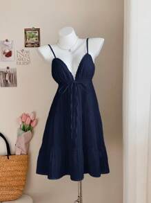 Comfortcana Vestido informal mini azul marino para mujer, de verano