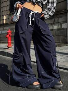 Coolane 女士夏季外出街头工装休闲外缝健身运动阔腿降落伞裤毕业季