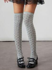 ROMWE Kawaii 1 双纯黑色大黄蜂和灰色过膝袜，休闲款