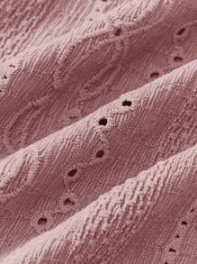 SHEIN Lady 四季蓝色镂空纹理开衫女士外套秋冬女士办公室服装