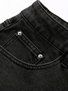 DAZY Summer Solid Color Pocket Loose Casual Men's Denim Shorts - Black - View 7