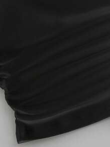 FavEase Blusa casual de color liso con tirantes anchos y plisada
