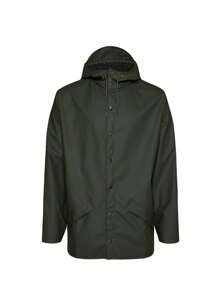 RAINS 12010-03 - Button Up Drawstring Hooded Jacket W3 - Green - View 1