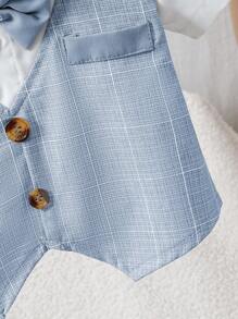Souflis Souflis 2 stuks babyjongens ruitpatroon splice revers korte mouw shirt en shorts set