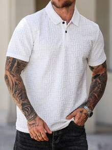 Manfinity Homme Polo de manga corta de color liso para hombres, elegante para el verano