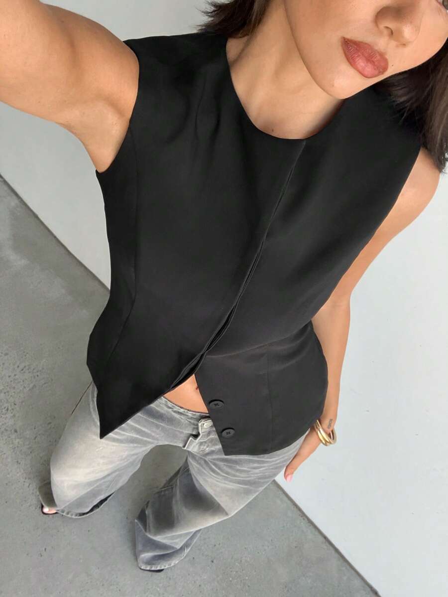 Aloruh 黑色无袖商务正装 - 黑色 - 查看 1