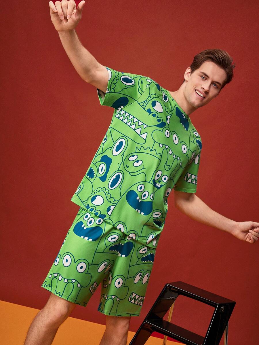 NotGurli Lustiges, cartoonhaftes, niedliches, verspieltes Herren Loungewear Set