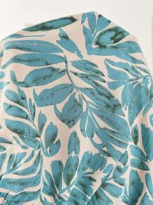 SHEIN Tropical Plant Print Jumpsuit For Pregnant Women, Vacation Wear - Green - View 5