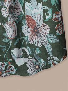 SHEIN LUNE 2件套大码女式节日花卉印花荷叶边袖衬衫和裤子