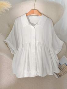 CosyJoli Áo len cardigan búp bê thường ngày cỡ lớn có tay cánh dơi - trắng - Xem 8