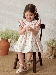 Blossori Baby Mädchen Landhausstil Urlaubs Rüschenkleid