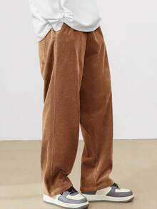 Claim Dot 男士纯色休闲日常长裤男士街头潮流裤街头潮流运动裤男士街头潮流裤，男友礼物，街头潮流男士，秋季 - 棕色 - 查看 3