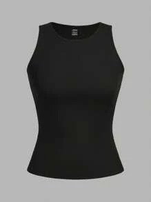 SHEIN EZwear 2pcs Women Plus Size Casual Solid Color Round Neck Tank Tops, Suitable For Summer Holiday , Basic Tops Back To School - Multicolor - View 3