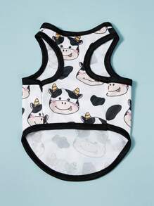 PETSIN 2pcs/Set Cute Cow Print Pet Dog/Cat Cool Breathable Vest, Black And Pink - Multicolor - View 11